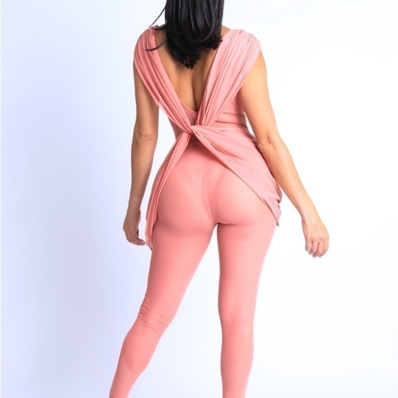 Fashionable Mesh Jumpsuit Party Clubwear MAUVE - Picture 4 of 9